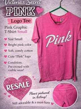 Victoria’s Secret PINK Logo Tee Pink Graphic T-Shirt Small